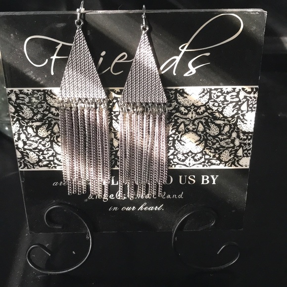 Earrings Silver plated with Fringe chains - Picture 7 of 7